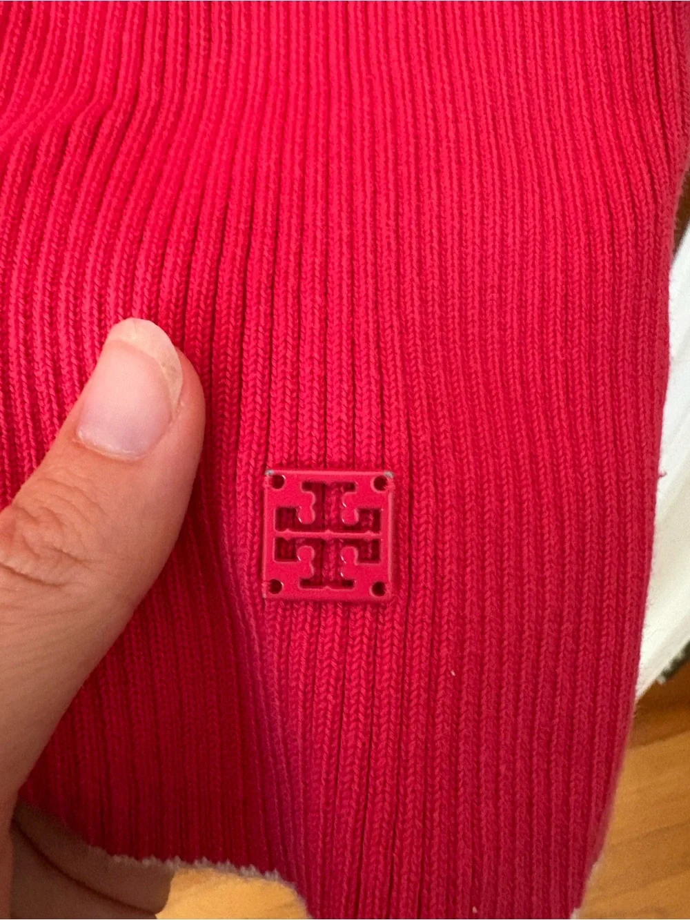 Tory Burch Pink Short-Sleeve Ribbed Knit Tee - medium